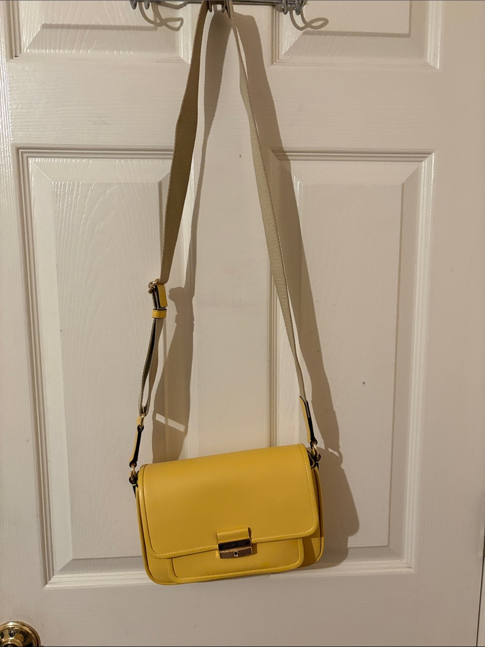 Yellow Crossbody Shoulder Bag - Minimal Leather Style. New without tags.